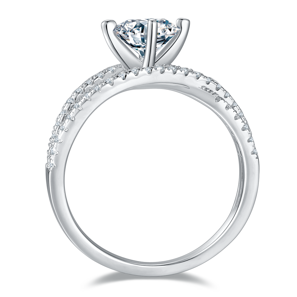 Sansheng III S925 Silver Plated Platinum Moissanite Diamond Women's Ring 1 Carat D-Class